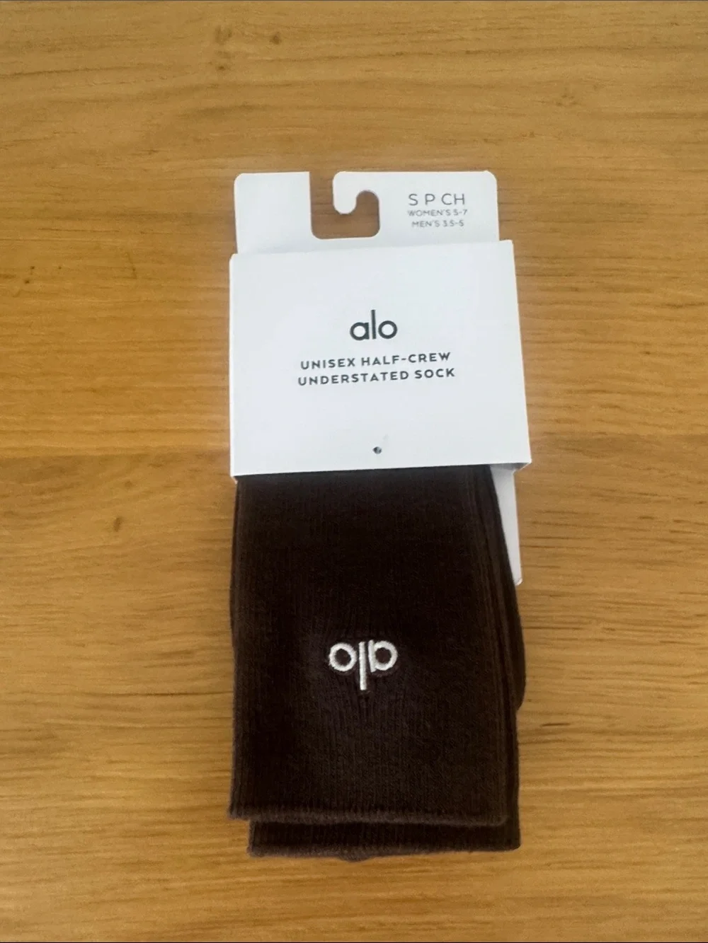 ALO Yoga Unisex Half-Crew Sock - Brown with White Logo